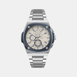 Coussin Shape Men Quartz Beige Dial Chronograph Stainless Steel Watch Y99023G1