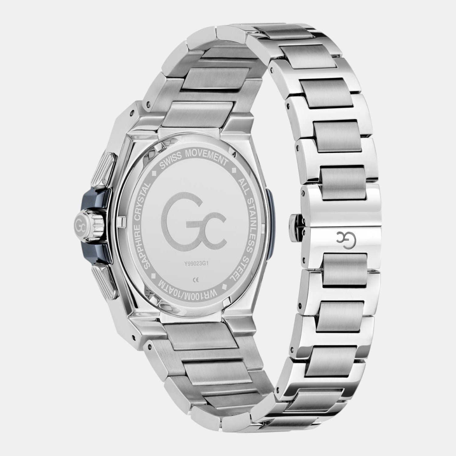 Coussin Shape Men Quartz Beige Dial Chronograph Stainless Steel Watch Y99023G1