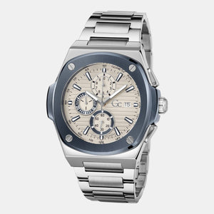 Coussin Shape Men Quartz Beige Dial Chronograph Stainless Steel Watch Y99023G1