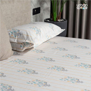 Regal Collection - Breathable 200 TC 100% Pure Cotton Single Bedsheet with Pillow Cover, Yellow Dahlia