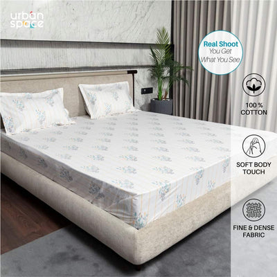 Fitted King Size Cotton Bedsheet - Yellow Dahlia