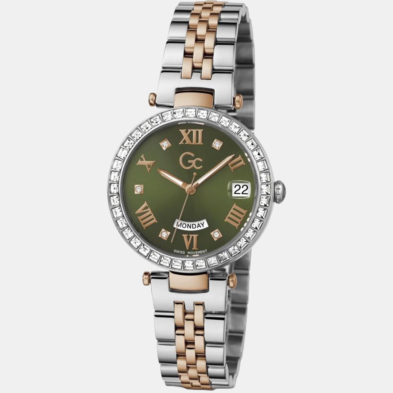 Flair Women Quartz Green Dial Analog Stainless Steel Watch Z01010L9MF