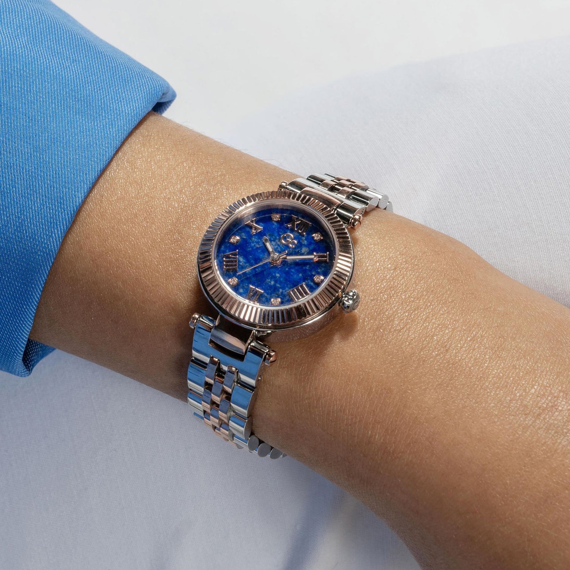 Flair Small Women Quartz Blue Dial Analog Stainless Steel Watch Z02004L7MF