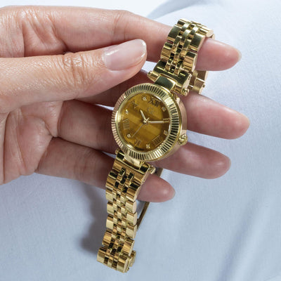 Flair Small Women Quartz Brown Dial Analog Stainless Steel Watch Z02005L4MF