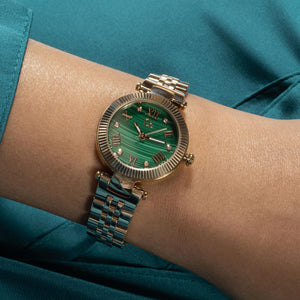 Flair Small Women Quartz Green Dial Analog Stainless Steel Watch Z02006L9MF