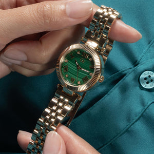 Flair Small Women Quartz Green Dial Analog Stainless Steel Watch Z02006L9MF