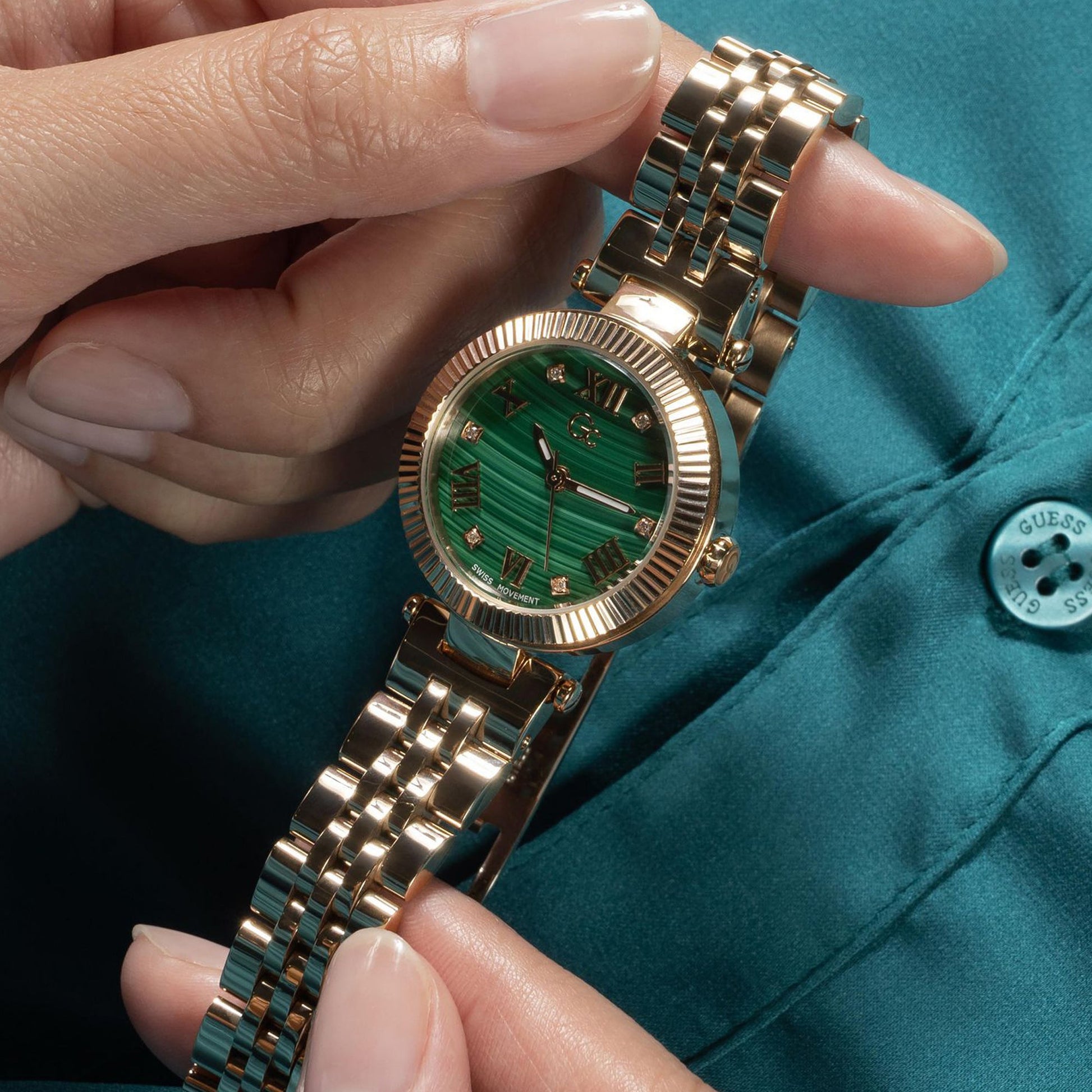 Flair Small Women Quartz Green Dial Analog Stainless Steel Watch Z02006L9MF