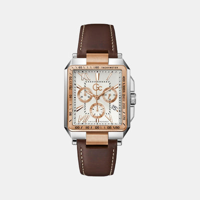 Elite Men Quartz White Dial Chronograph Leather Watch Z06002G1MF