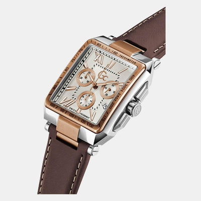 Elite Men Quartz White Dial Chronograph Leather Watch Z06002G1MF