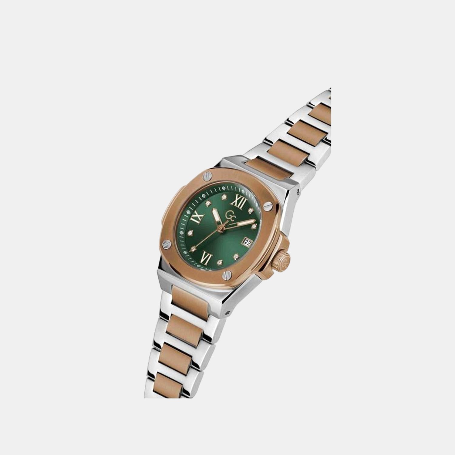 Coussin Shape Women Quartz Green Dial Analog Stainless Steel Watch Z12001L9MF