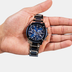Brave Men Quartz Blue Dial Chronograph Stainless Steel Watch Z13002G7MF