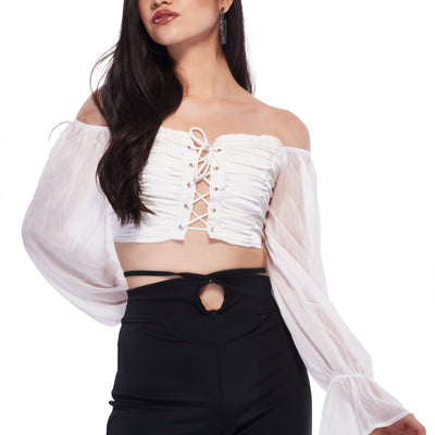Satin Corset Top - White