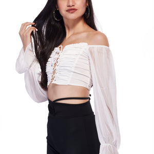 Satin Corset Top - White