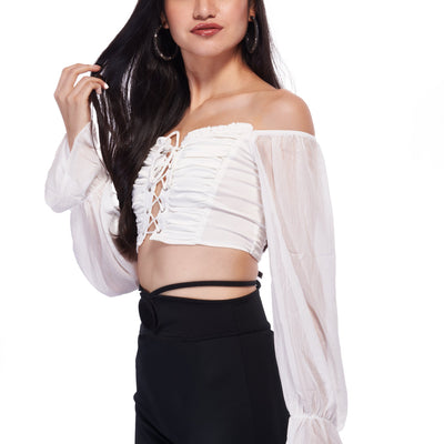 Satin Corset Top - White