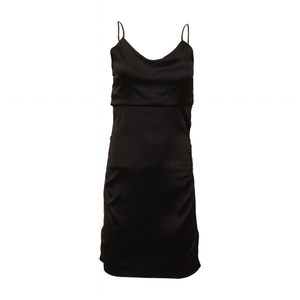 Black Satin Ring Mini Dress