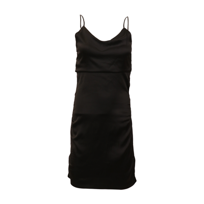 Black Satin Ring Mini Dress