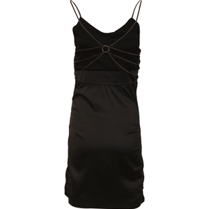 Black Satin Ring Mini Dress
