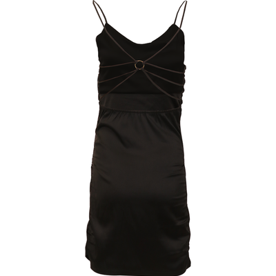 Black Satin Ring Mini Dress