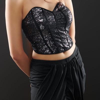Off-Shouldered Sequin Corset Top
