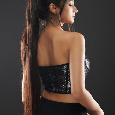 Off-Shouldered Sequin Corset Top