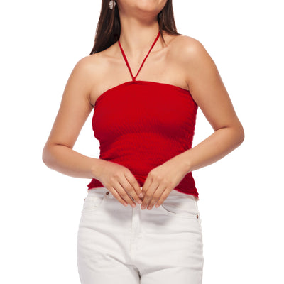 Red Smocked Tube Top