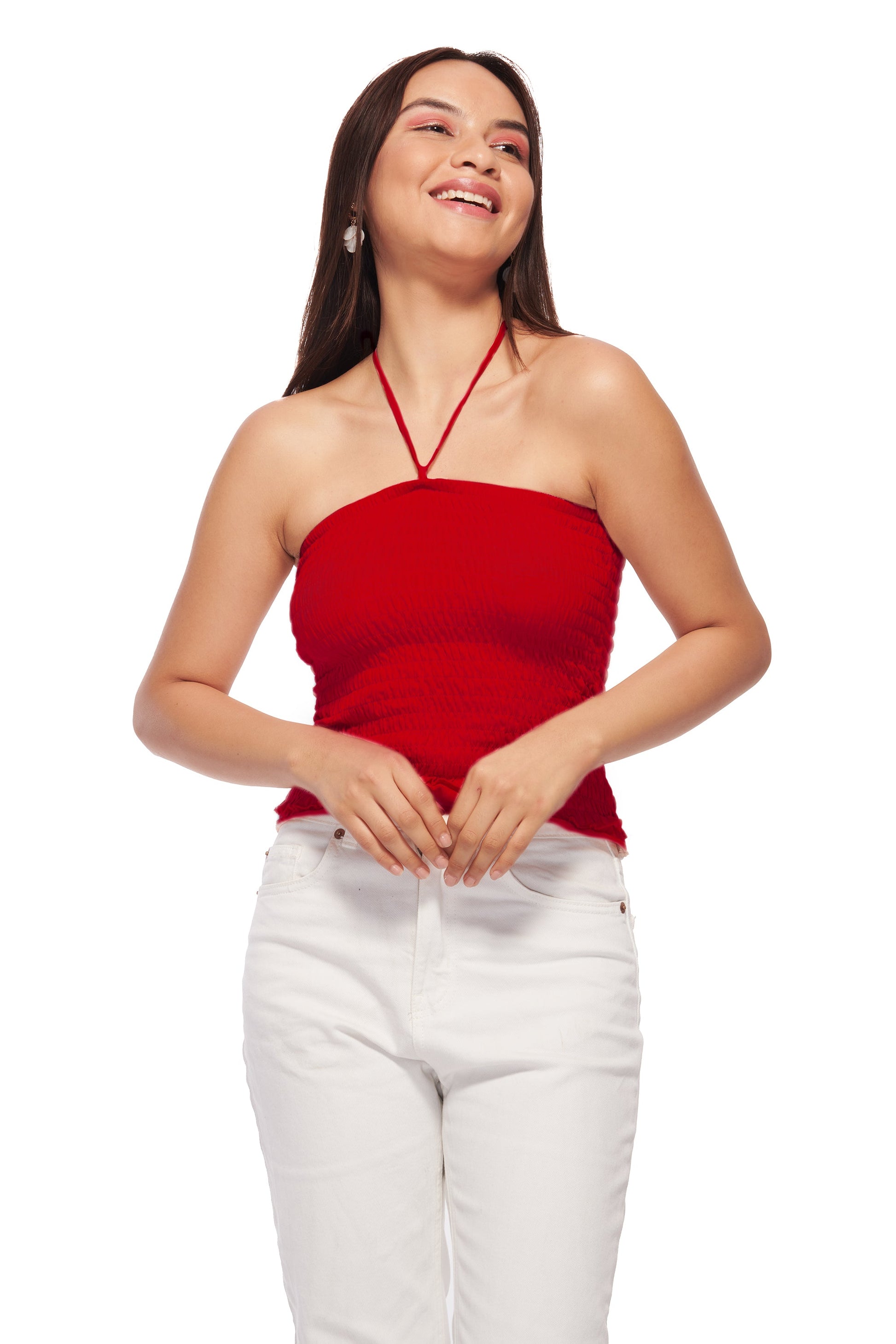 Red Smocked Tube Top