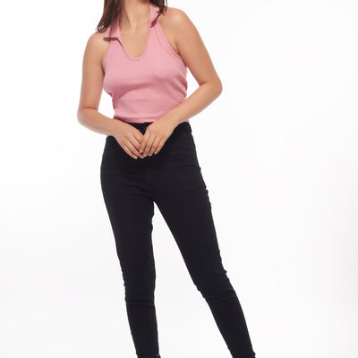 Polo Collar Halter Top