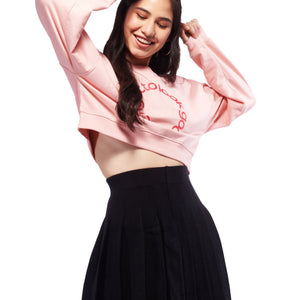 Pink Crop Oversized Sweatshirt