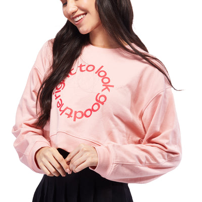 Pink Crop Oversized Sweatshirt