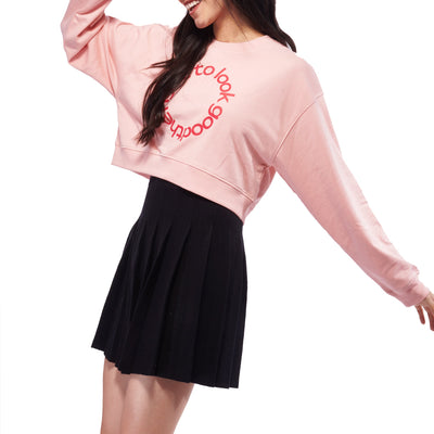 Pink Crop Oversized Sweatshirt