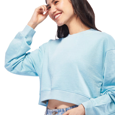 Blue Oversized Crop Sweatshirt