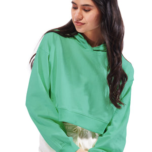 Green Crop Oversized Hoodie