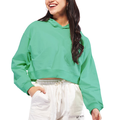 Green Crop Oversized Hoodie