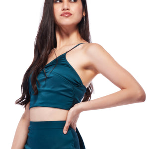 Black Wrap Satin Top
