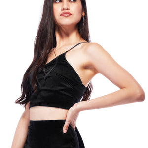 Black Wrap Satin Top