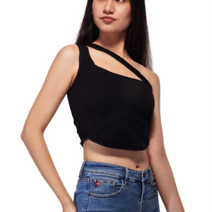 Olive One-shoulder Knit Top