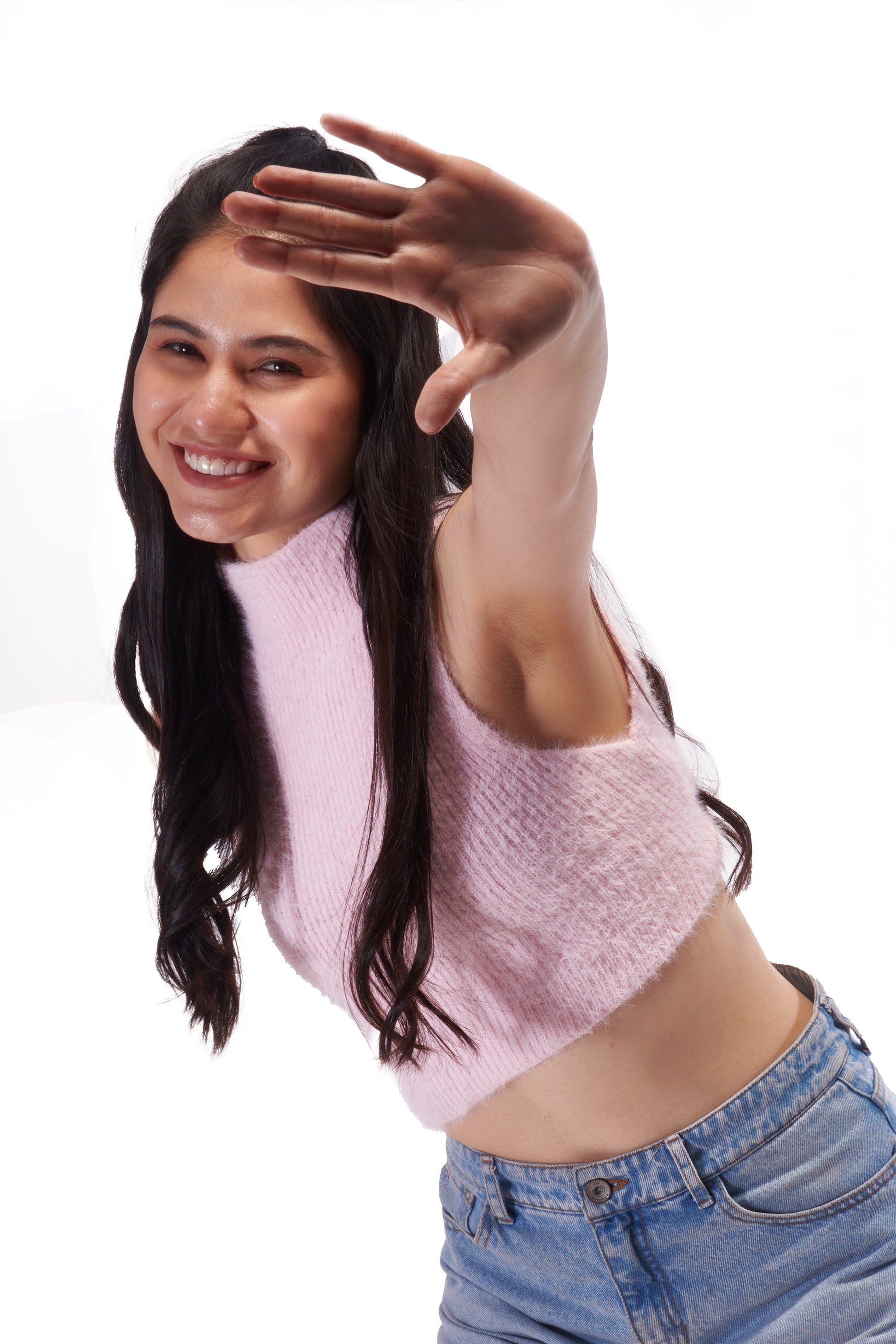 Pink Full Back Cut-out Winter Top