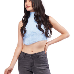 Blue Full Back Cut-out Winter Top