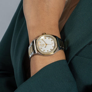 Coussin Sleek Lady Women Quartz White Dial Analog Stainless Steel Watch Z25002L1MF
