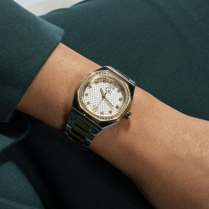 Coussin Sleek Lady Women Quartz White Dial Analog Stainless Steel Watch Z25002L1MF
