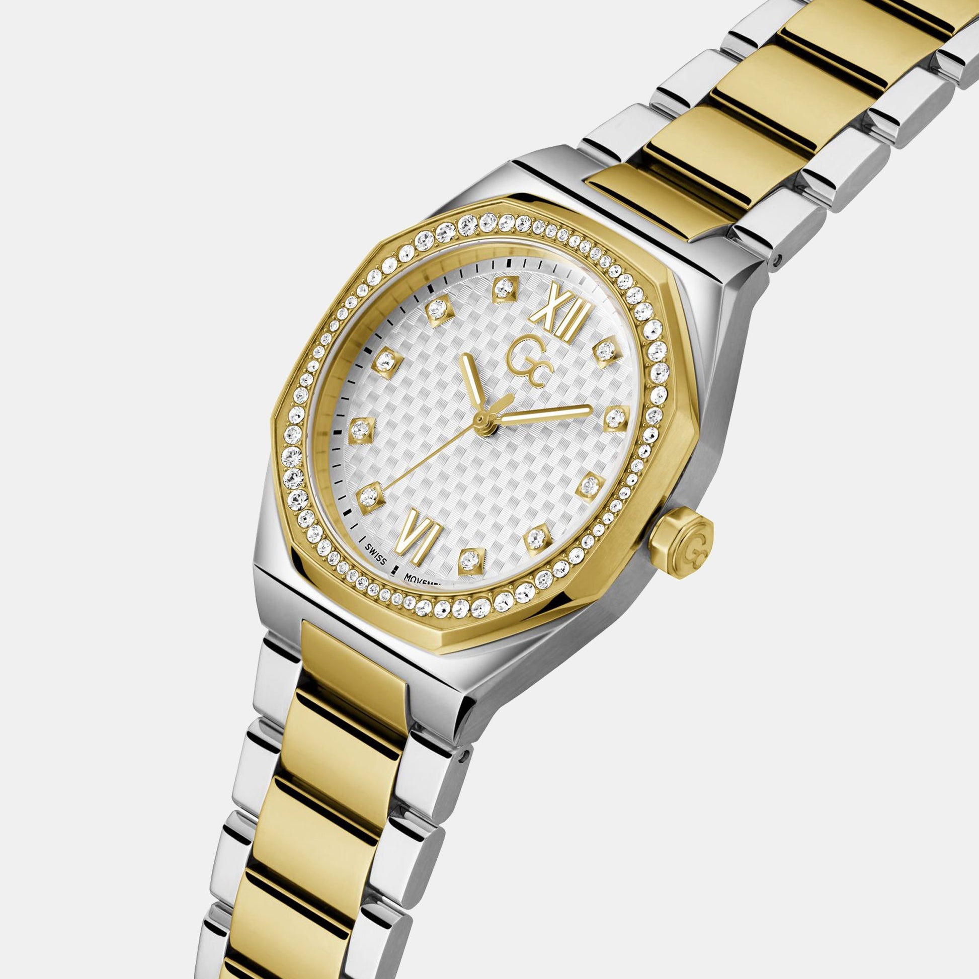 Coussin Sleek Lady Women Quartz White Dial Analog Stainless Steel Watch Z25002L1MF