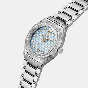 Coussin Sleek Women Quartz Blue Dial Analog Stainless Steel Watch Z25003L7MF