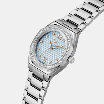 Coussin Sleek Women Quartz Blue Dial Analog Stainless Steel Watch Z25003L7MF