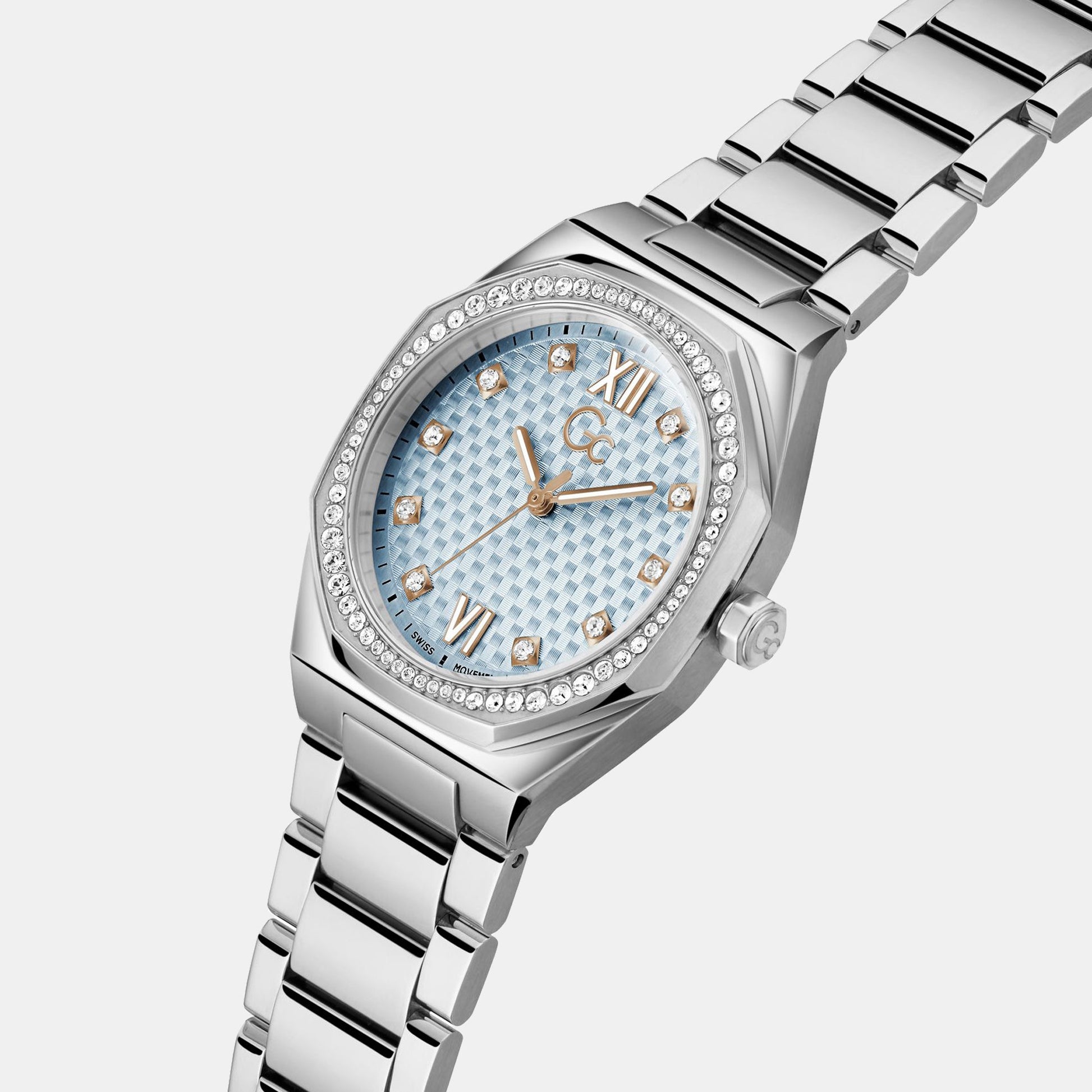 Coussin Sleek Women Quartz Blue Dial Analog Stainless Steel Watch Z25003L7MF