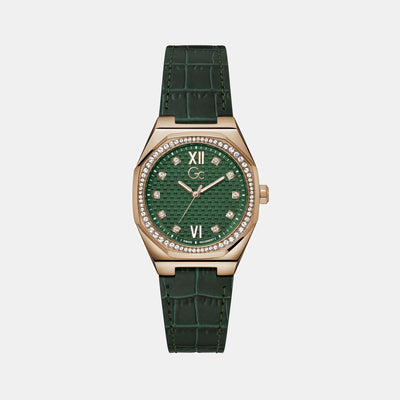 Coussin Sleek Women Quartz Green Dial Analog Leather Watch Z25004L9MF