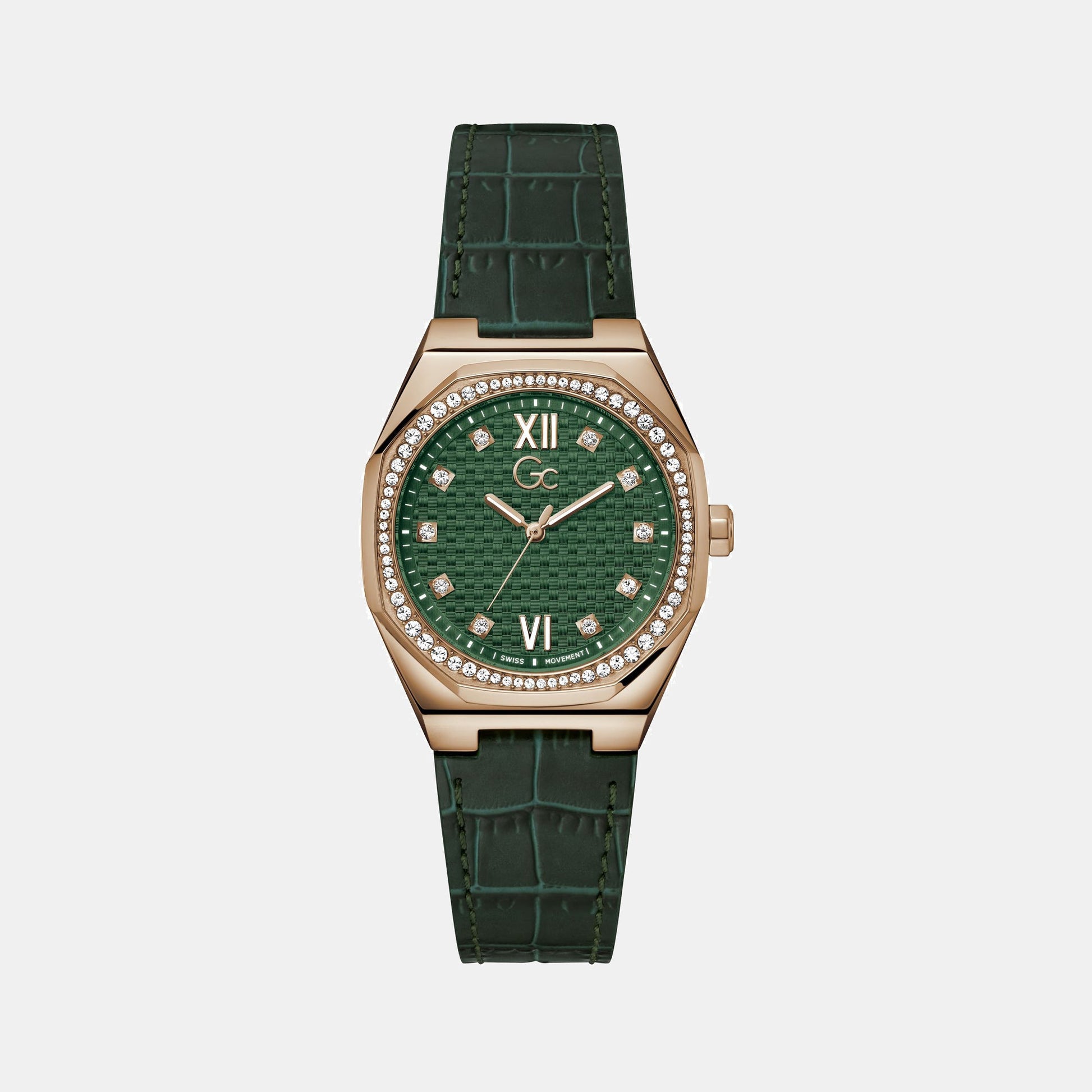 Coussin Sleek Women Quartz Green Dial Analog Leather Watch Z25004L9MF