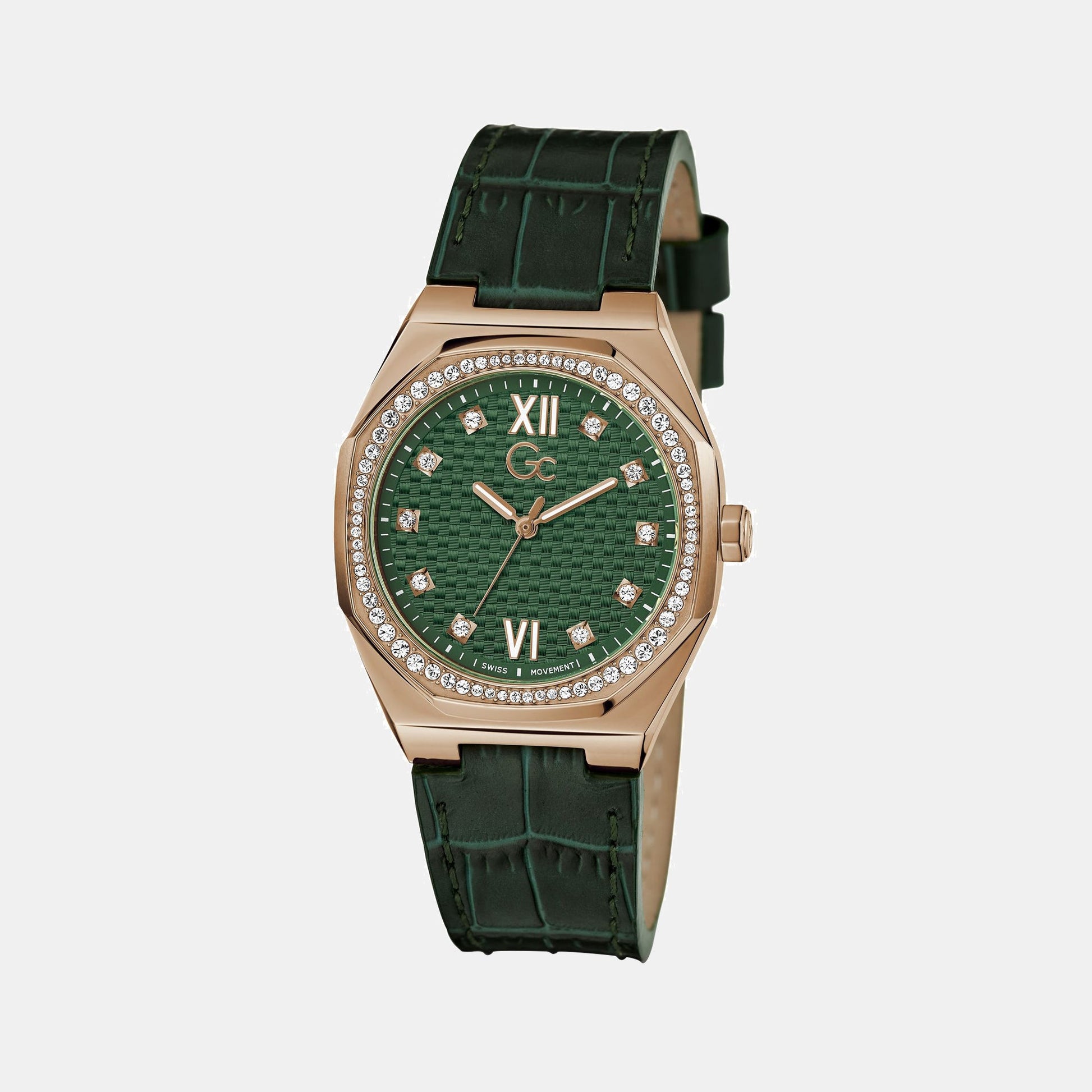 Coussin Sleek Women Quartz Green Dial Analog Leather Watch Z25004L9MF