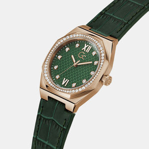 Coussin Sleek Women Quartz Green Dial Analog Leather Watch Z25004L9MF