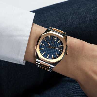 Coussin Sleek Men Quartz Blue Dial Analog Stainless Steel Watch Z26001G7MF