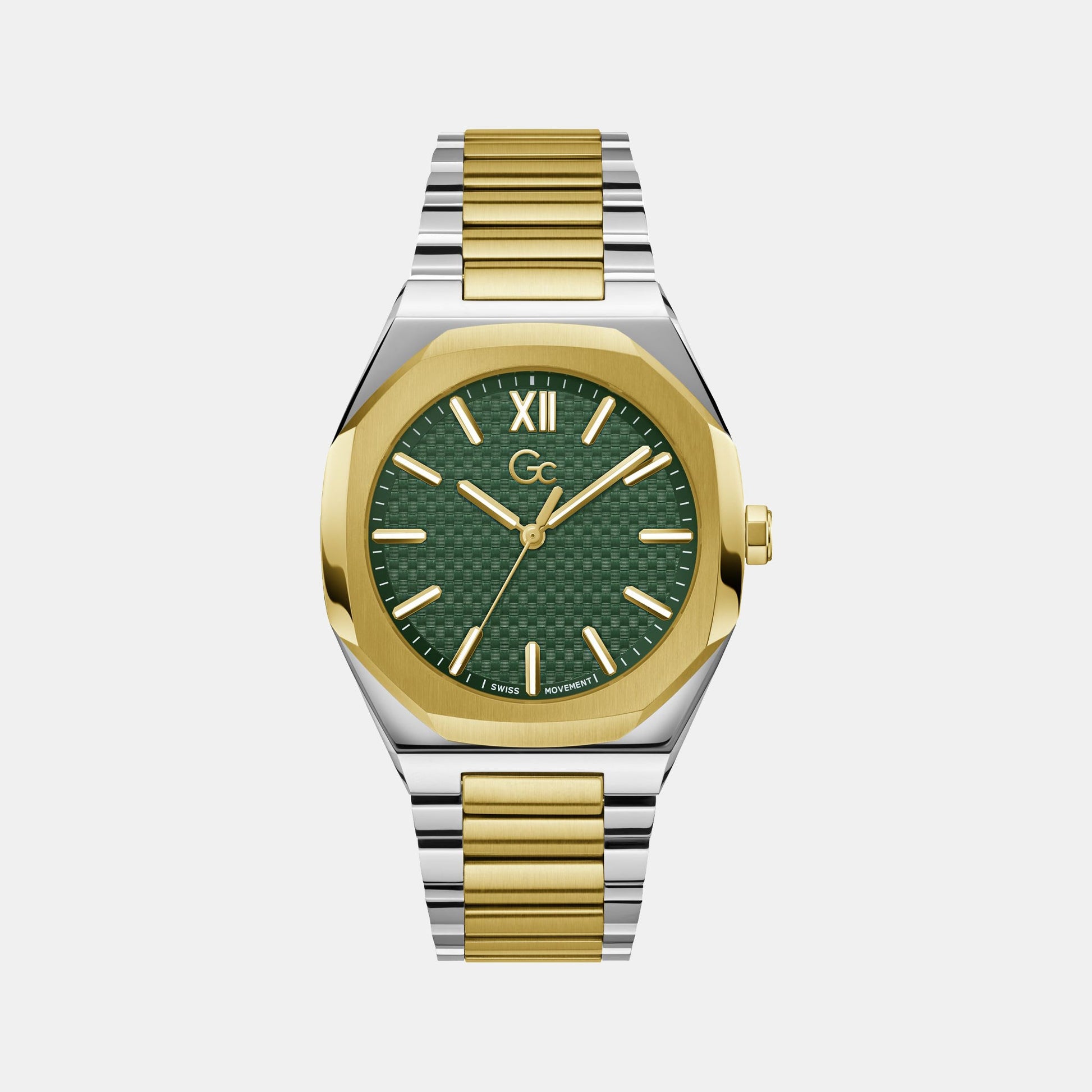 Coussin Sleek Men Quartz Green Dial Analog Stainless Steel Watch Z26002G9MF